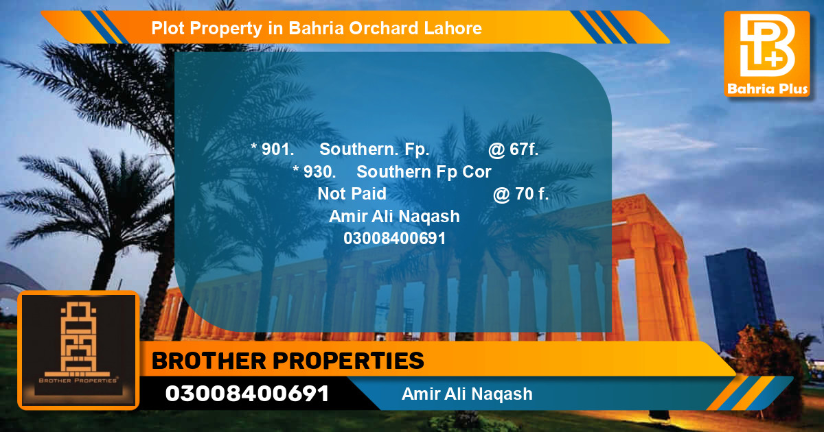 Residential Plot for Sale in Bahria Orchard, Lahore - (BP-79887)