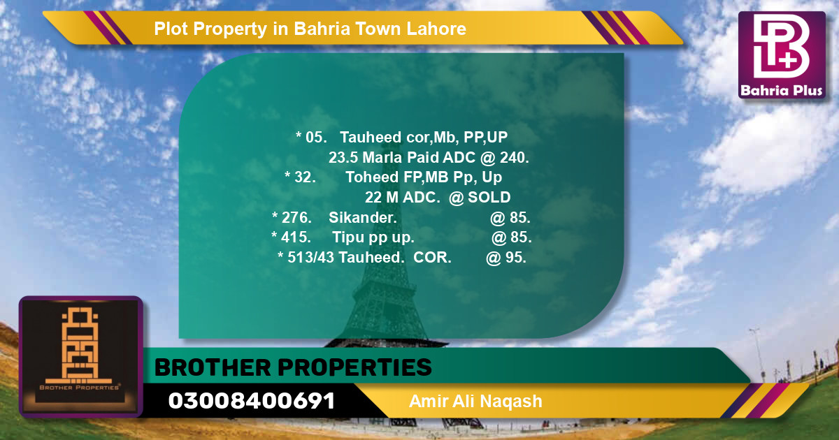 Residential Plot for Sale in Bahria Town, Lahore - (BP-79890)