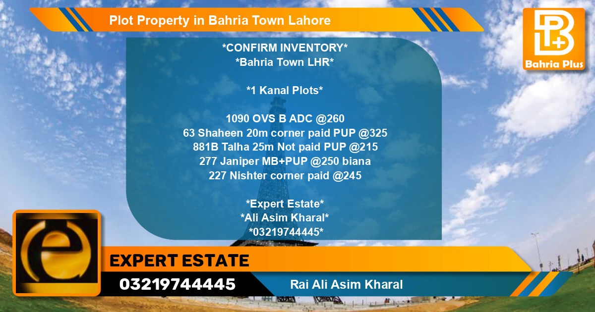 Residential Plot for Sale in Bahria Town, Lahore - (BP-79902)