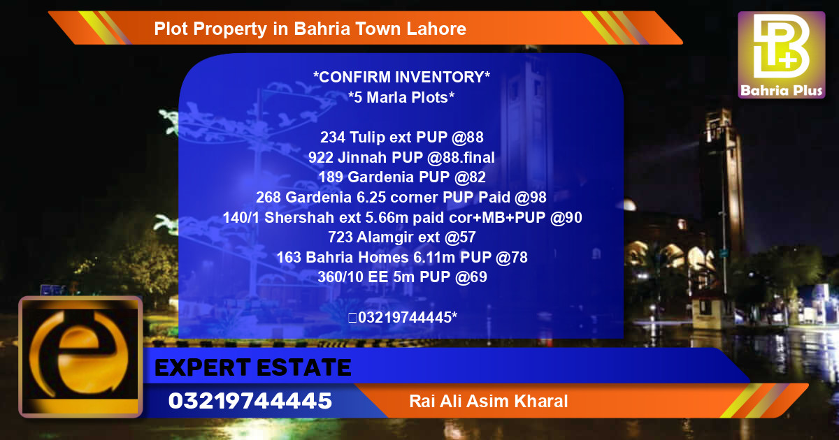 Residential Plot for Sale in Bahria Town, Lahore - (BP-79905)