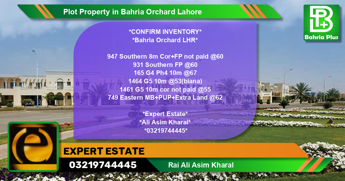 Residential Plot for Sale in Bahria Orchard, Lahore - (BP-79906)