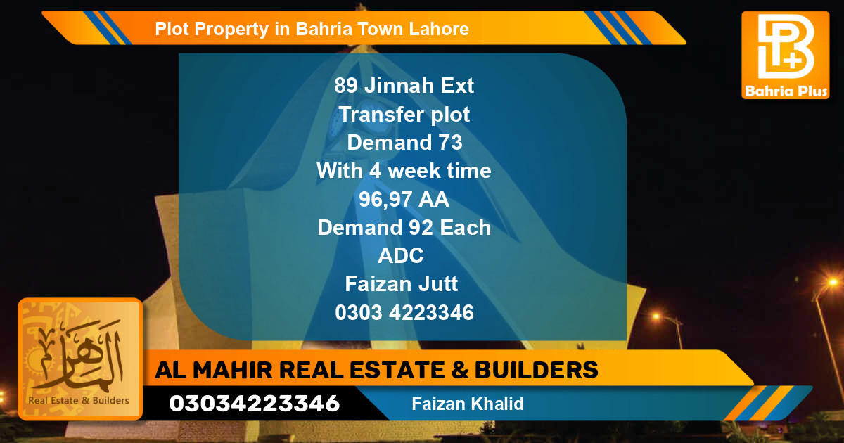 Residential Plot for Sale in Bahria Town, Lahore - (BP-79907)