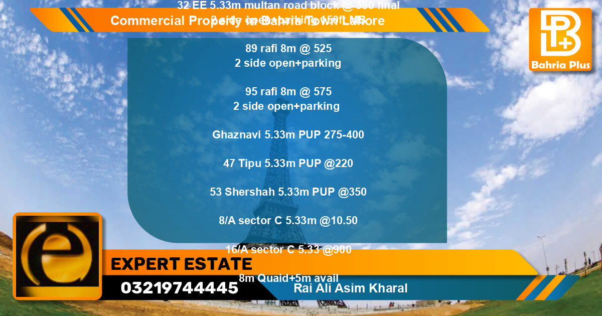 Commercial Property for Sale in Bahria Town, Lahore - (BP-79916)