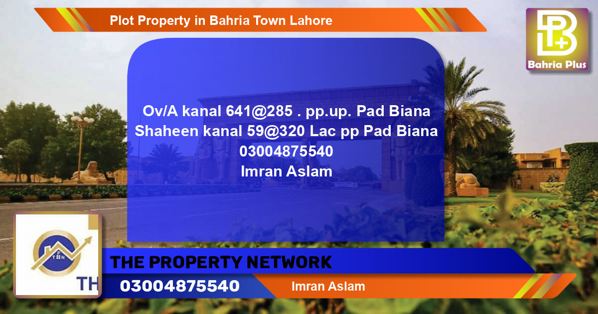 Residential Plot for Sale in Bahria Town, Lahore - (BP-79920)