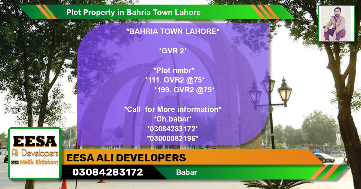 Residential Plot for Sale in Bahria Town, Lahore - (BP-79940)