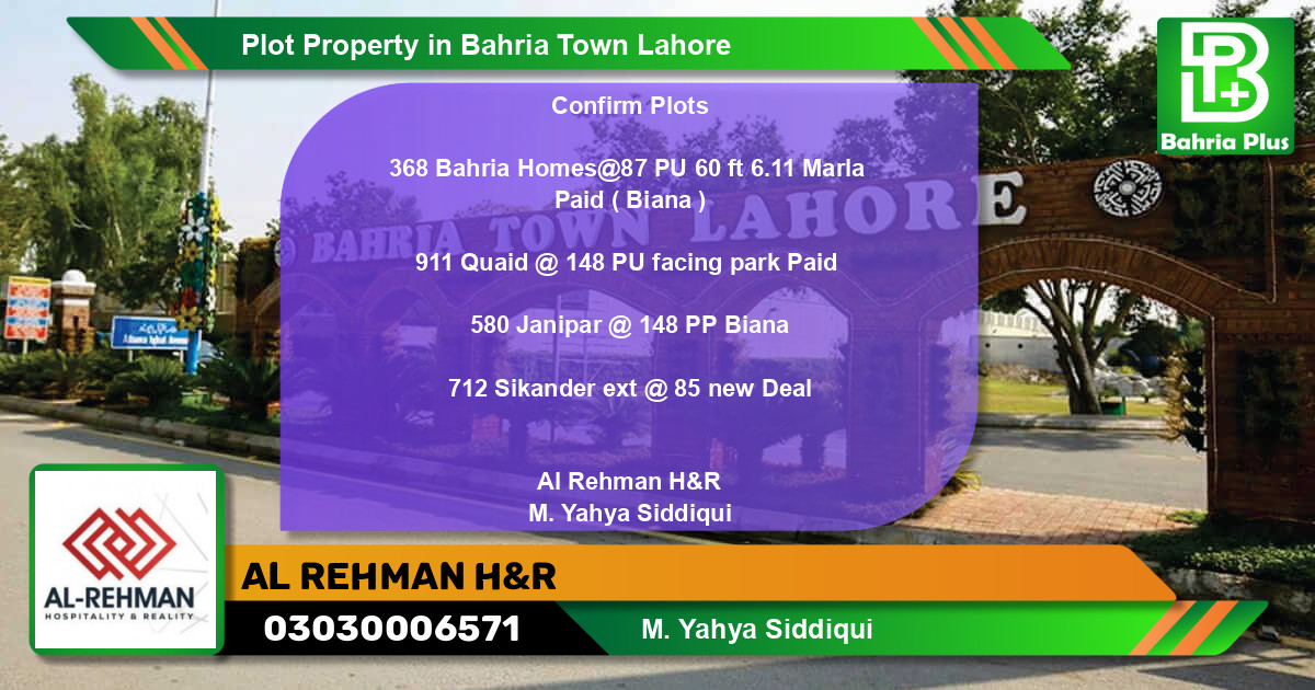 Residential Plot for Sale in Bahria Town, Lahore - (BP-79941)