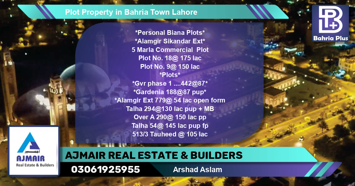 Commercial Plot for Sale in Bahria Town, Lahore - (BP-79948)