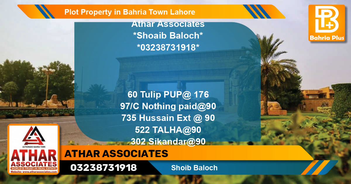 Residential Plot for Sale in Bahria Town, Lahore - (BP-79981)