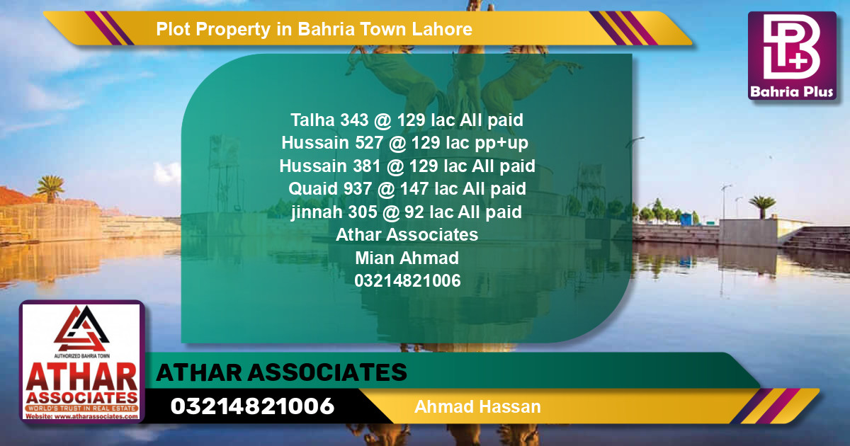 Residential Plot for Sale in Bahria Town, Lahore - (BP-79983)