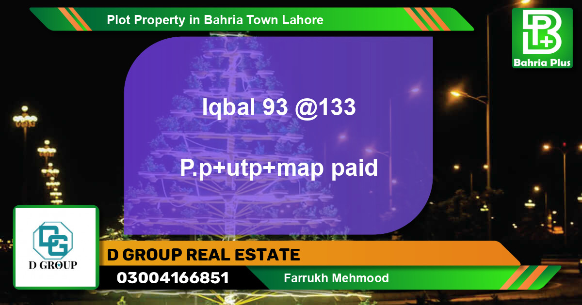 Residential Plot for Sale in Bahria Town, Lahore - (BP-79984)