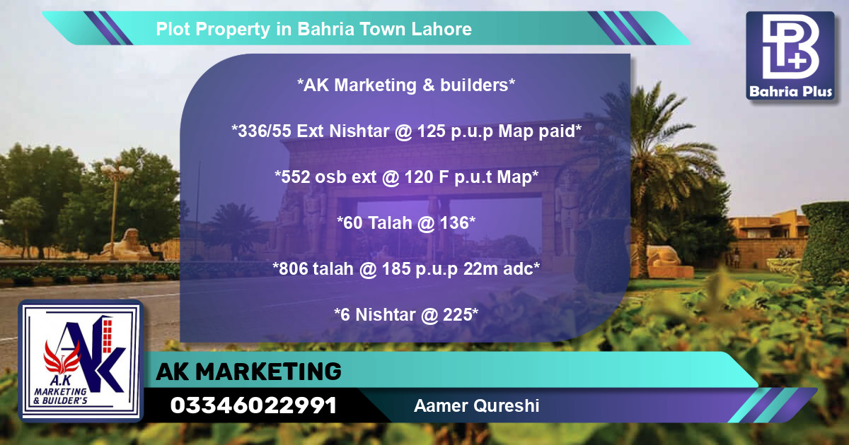 Residential Plot for Sale in Bahria Town, Lahore - (BP-79986)
