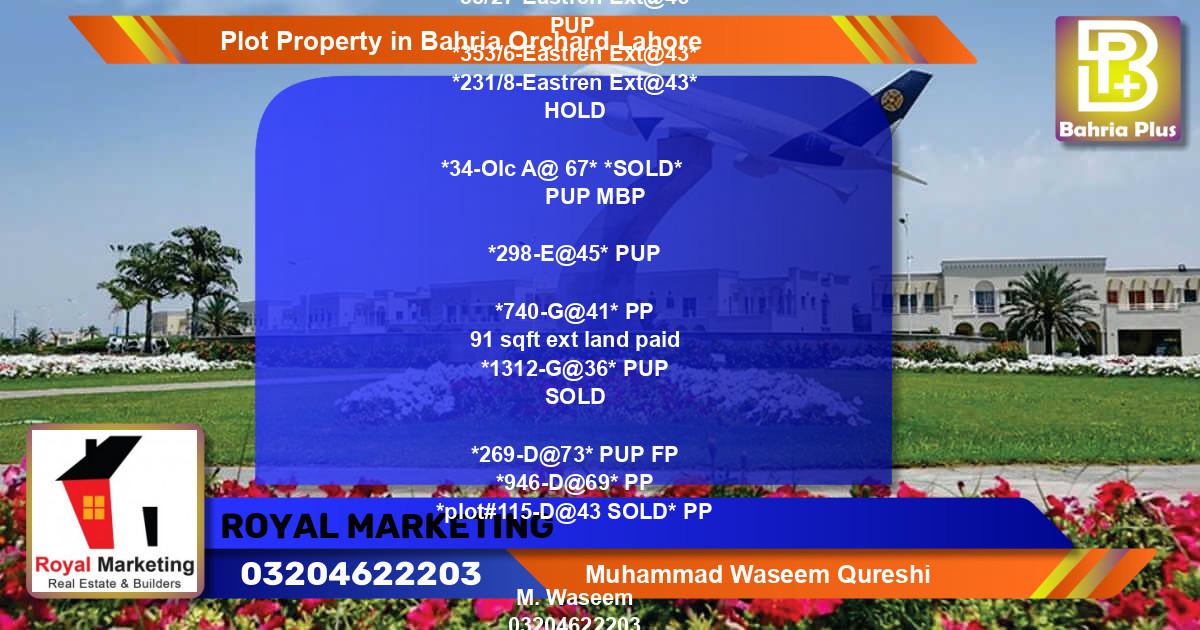 Residential Plot for Sale in Bahria Orchard, Lahore - (BP-80014)