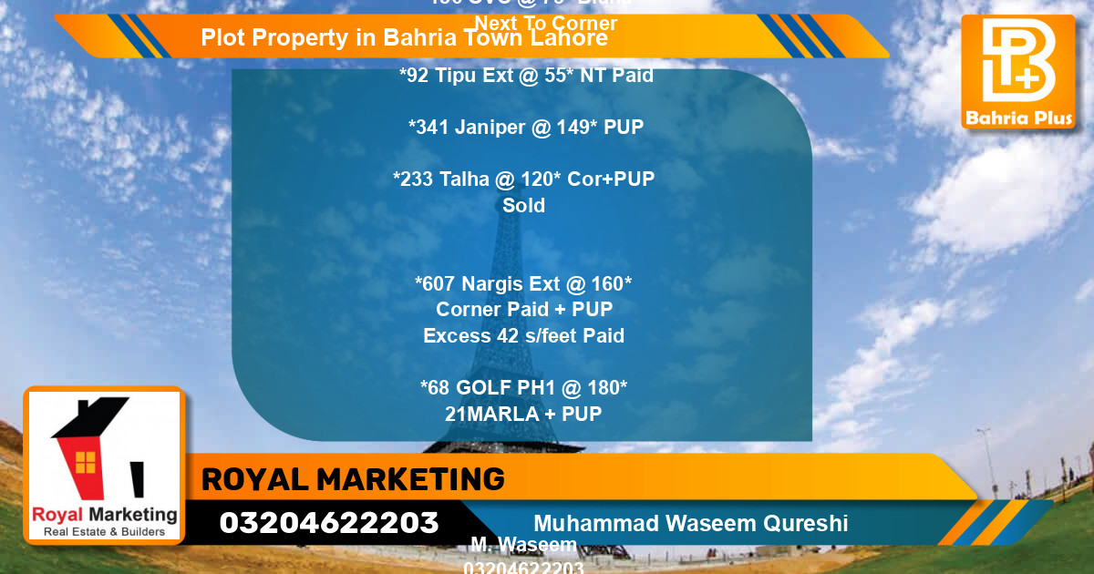 Residential Plot for Sale in Bahria Town, Lahore - (BP-80015)