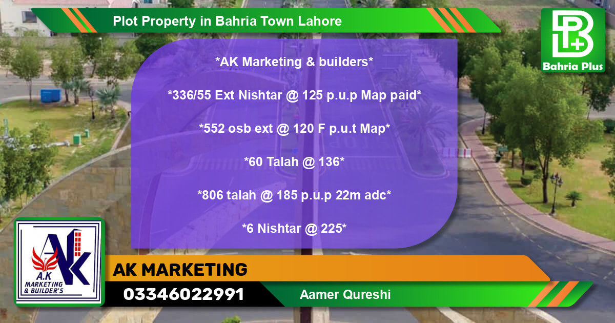 Residential Plot for Sale in Bahria Town, Lahore - (BP-80033)