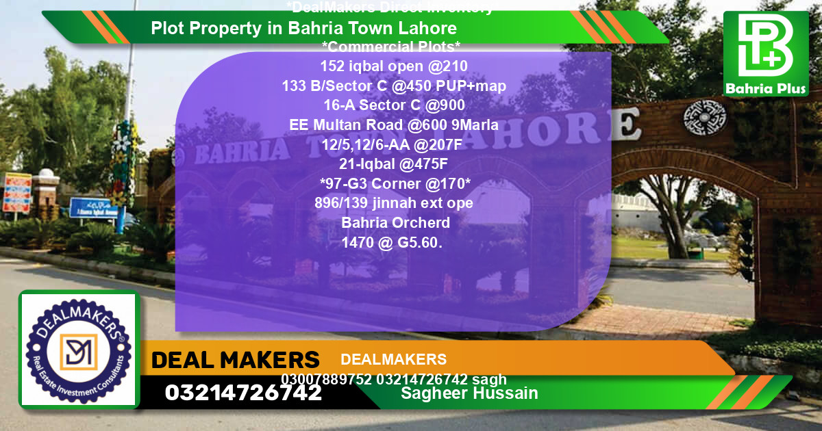 Commercial Plot for Sale in Bahria Town, Lahore - (BP-80053)