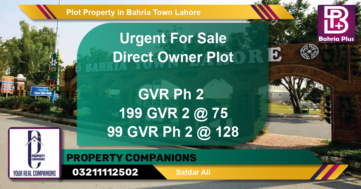 Residential Plot for Sale in Bahria Town, Lahore - (BP-80067)