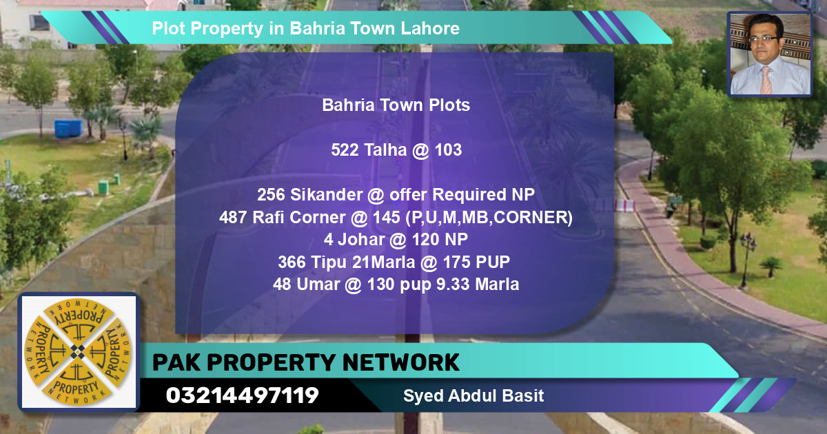 Residential Plot for Sale in Bahria Town, Lahore - (BP-80091)