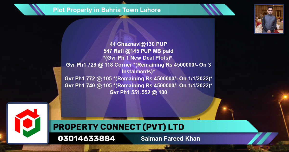 Residential Plot for Sale in Bahria Town, Lahore - (BP-80112)