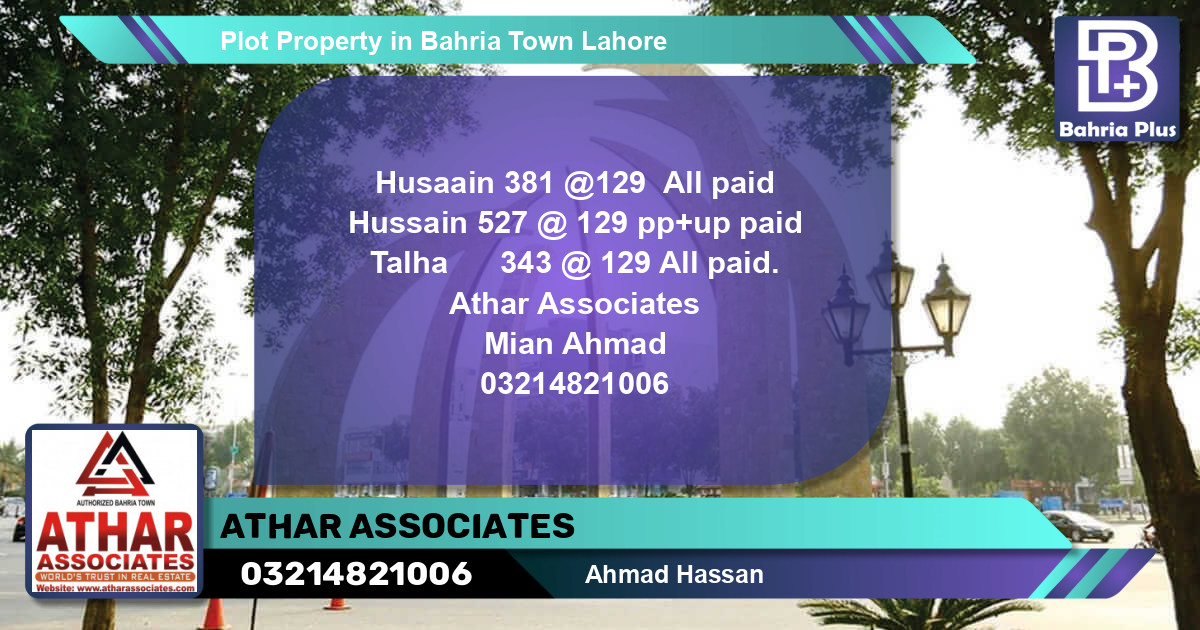 Residential Plot for Sale in Bahria Town, Lahore - (BP-80125)
