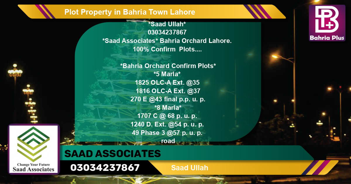 Residential Plot for Sale in Bahria Town, Lahore - (BP-80144)