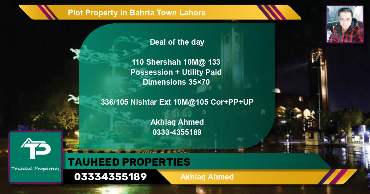 Residential Plot for Sale in Bahria Town, Lahore - (BP-80146)