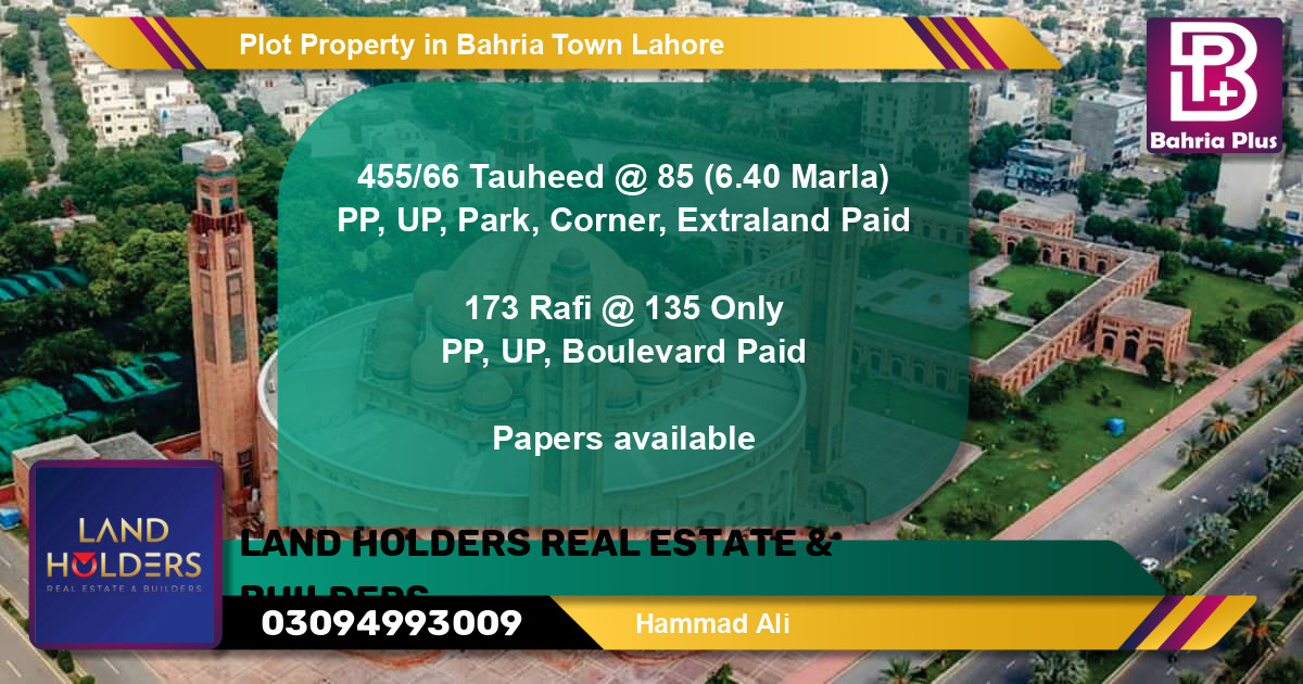 Residential Plot for Sale in Bahria Town, Lahore - (BP-80147)