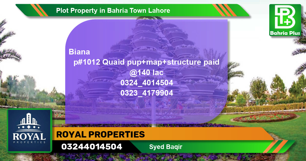 Residential Plot for Sale in Bahria Town, Lahore - (BP-80213)