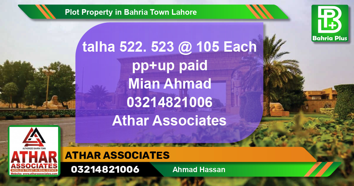 Residential Plot for Sale in Bahria Town, Lahore - (BP-80227)