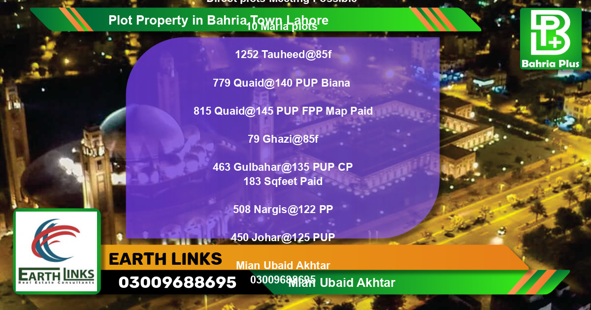 Residential Plot for Sale in Bahria Town, Lahore - (BP-80244)