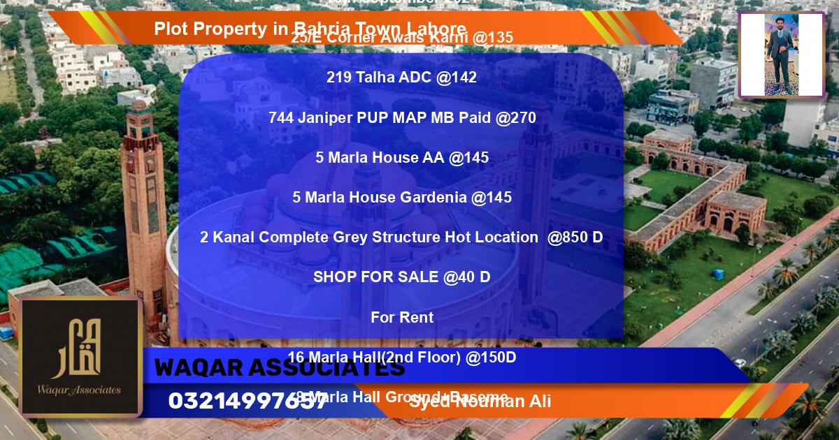 Residential Plot for Sale in Bahria Town, Lahore - (BP-80249)