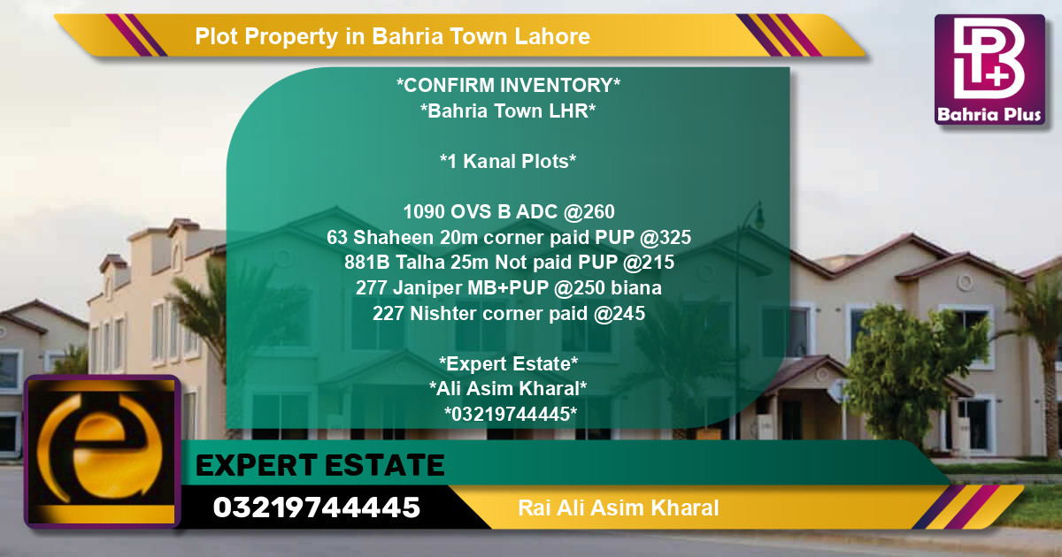 Residential Plot for Sale in Bahria Town, Lahore - (BP-80266)