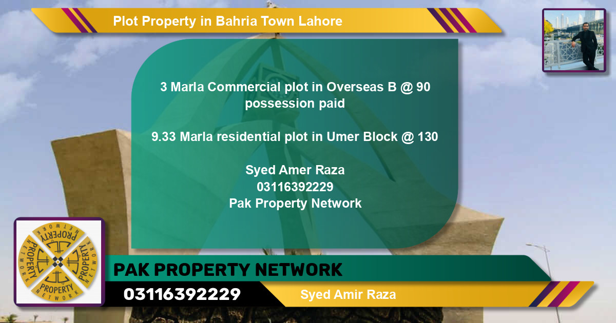 Commercial Plot for Sale in Bahria Town, Lahore - (BP-80267)