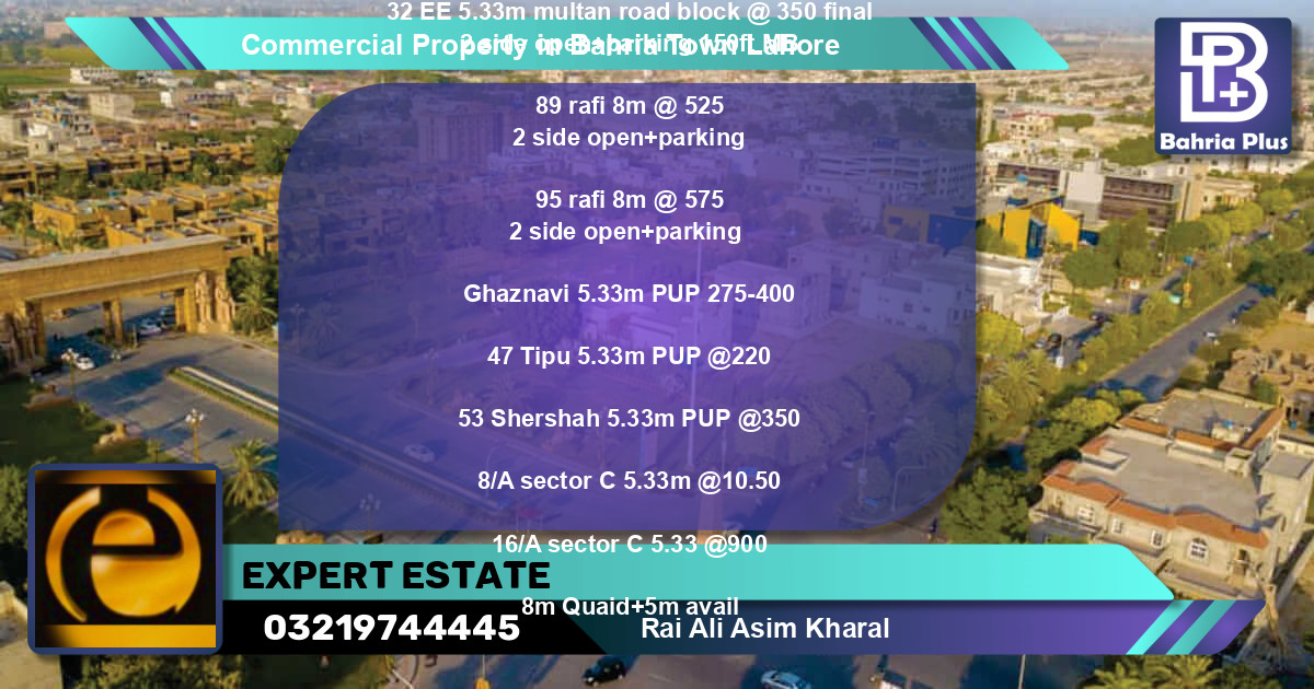 Commercial Property for Sale in Bahria Town, Lahore - (BP-80281)