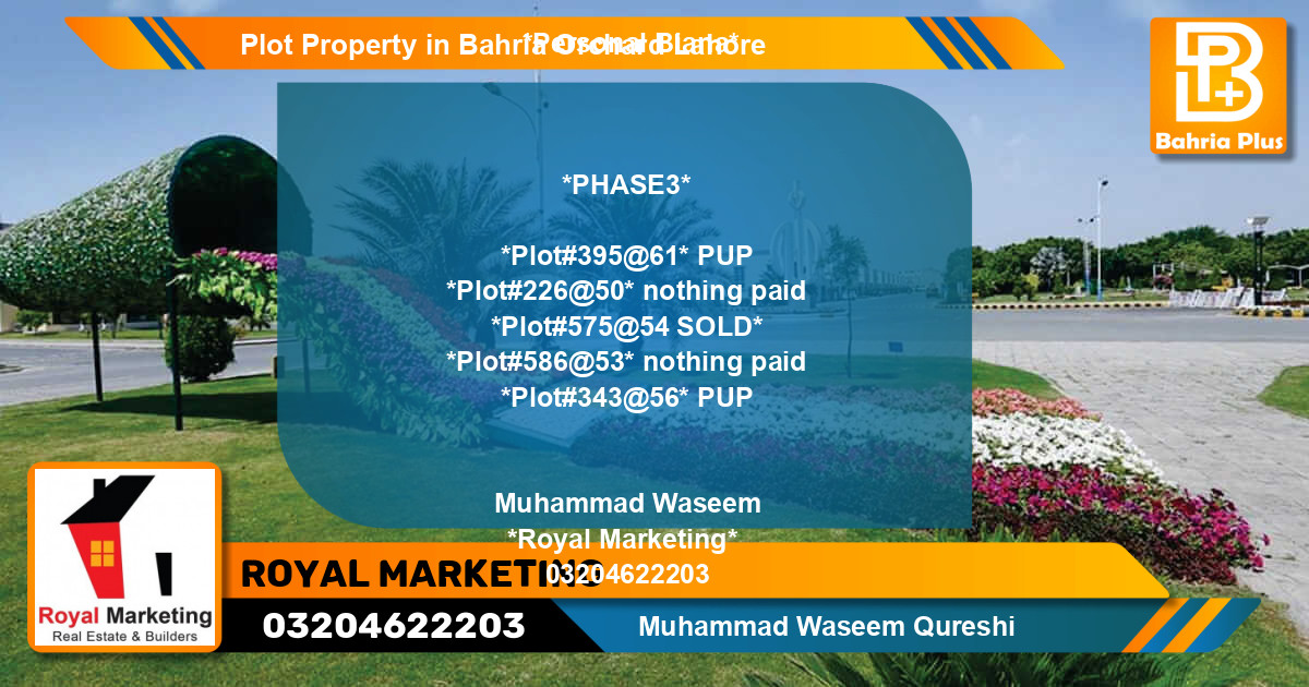 Residential Plot for Sale in Bahria Orchard, Lahore - (BP-80301)