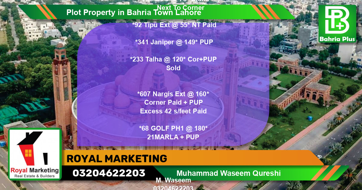 Residential Plot for Sale in Bahria Town, Lahore - (BP-80305)