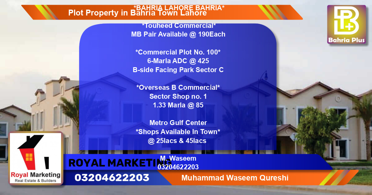 Commercial Plot for Sale in Bahria Town, Lahore - (BP-80307)