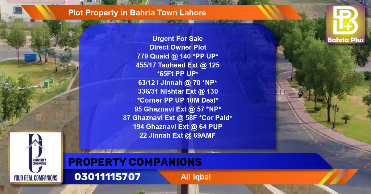 Residential Plot for Sale in Bahria Town, Lahore - (BP-80319)