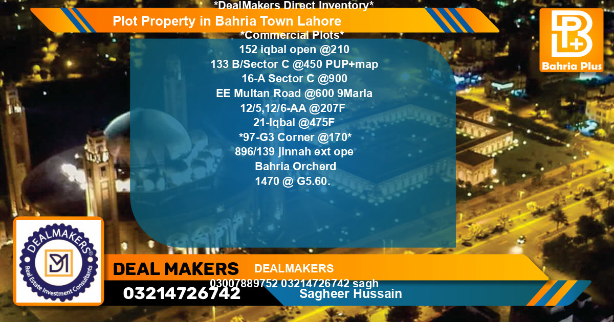 Commercial Plot for Sale in Bahria Town, Lahore - (BP-80324)