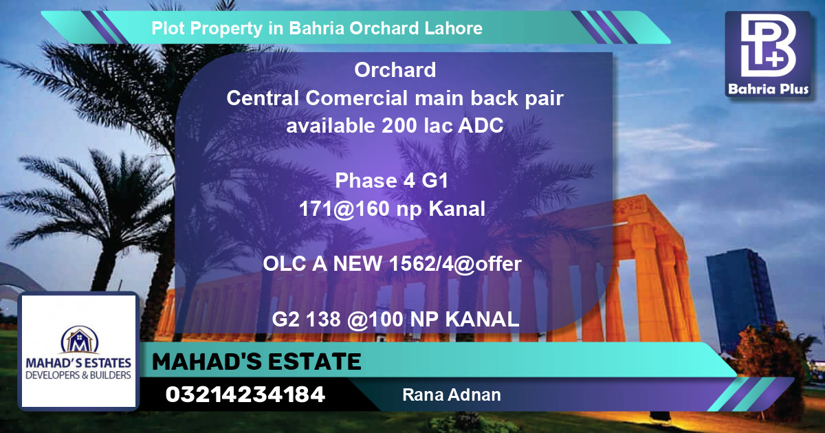 Residential Plot for Sale in Bahria Orchard, Lahore - (BP-80340)