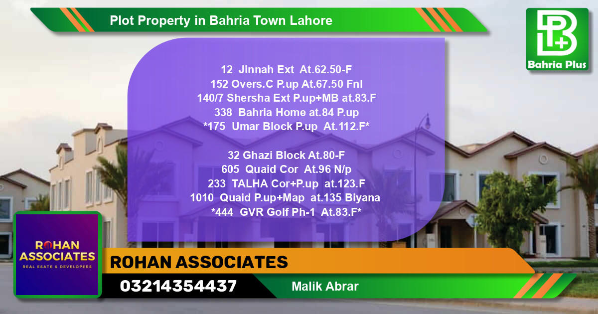 Residential Plot for Sale in Bahria Town, Lahore - (BP-80388)