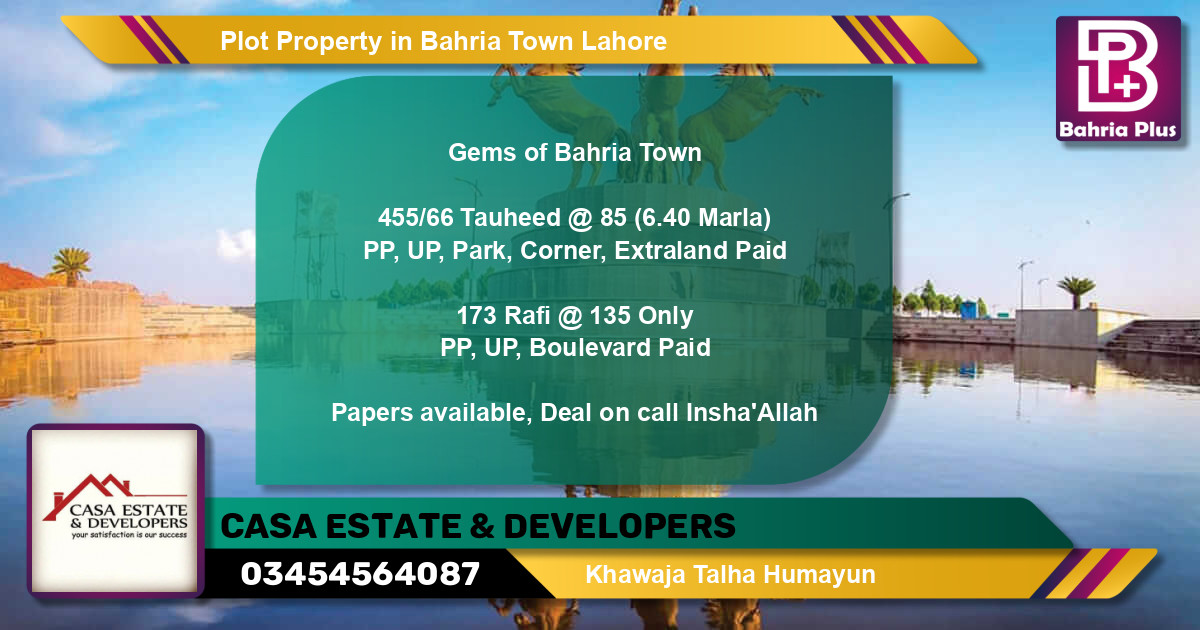 Residential Plot for Sale in Bahria Town, Lahore - (BP-80389)