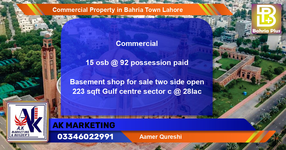 Commercial Property for Sale in Bahria Town, Lahore - (BP-80418)