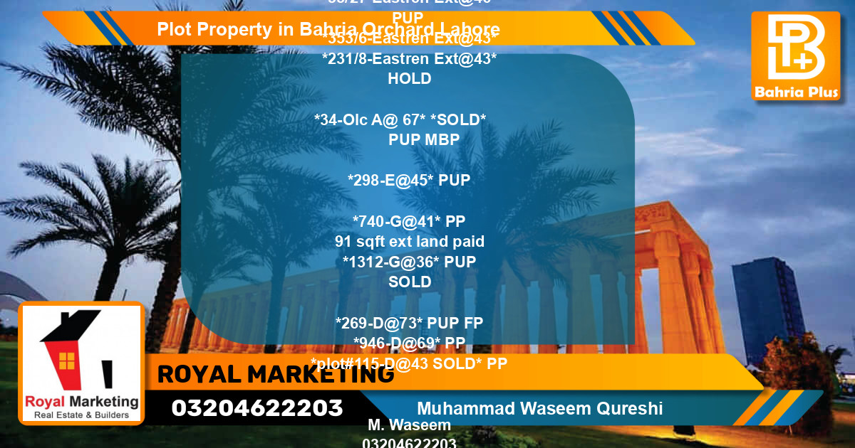 Residential Plot for Sale in Bahria Orchard, Lahore - (BP-80439)