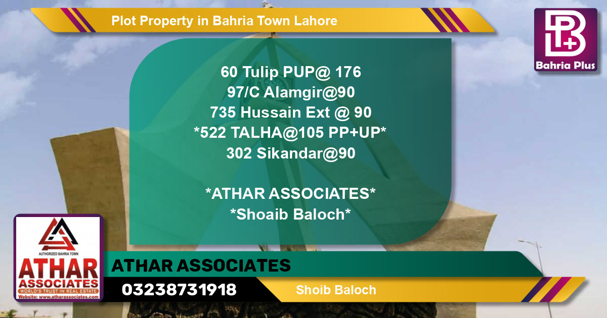 Residential Plot for Sale in Bahria Town, Lahore - (BP-80482)