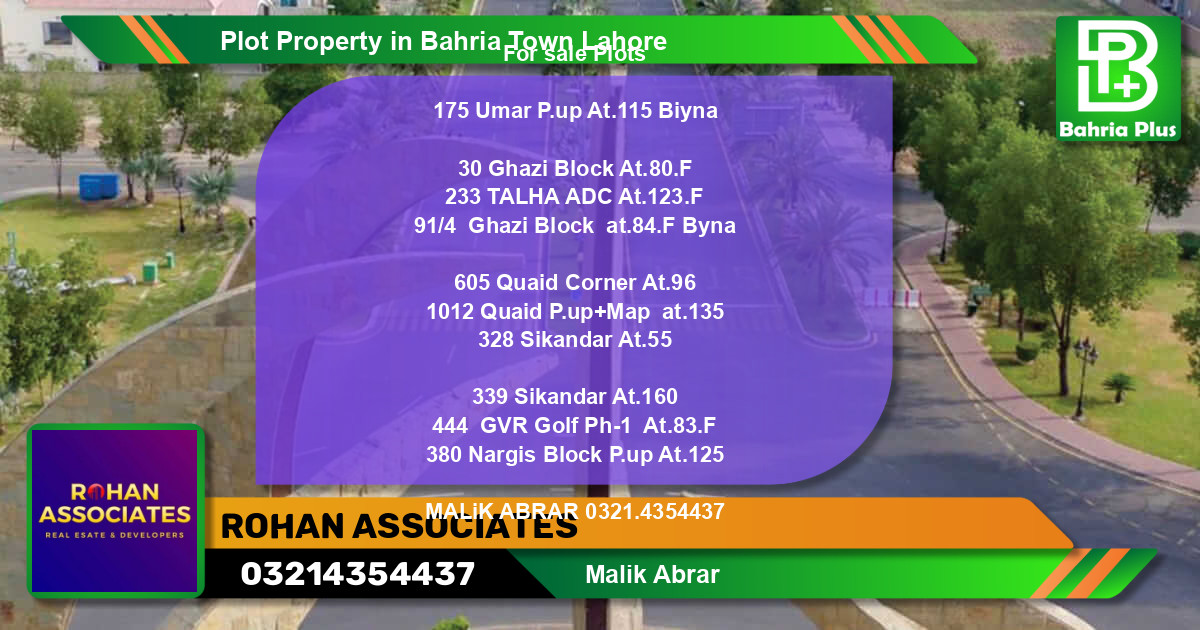 Residential Plot for Sale in Bahria Town, Lahore - (BP-80483)