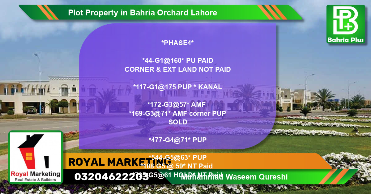 Residential Plot for Sale in Bahria Orchard, Lahore - (BP-80497)