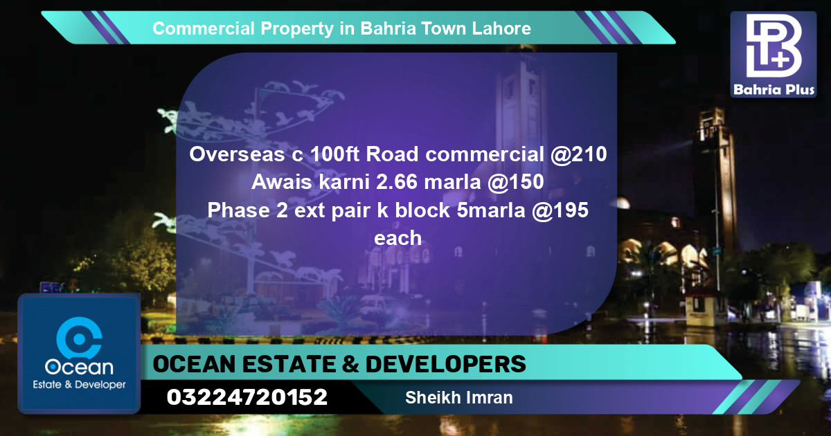 Commercial Property for Sale in Bahria Town, Lahore - (BP-80517)