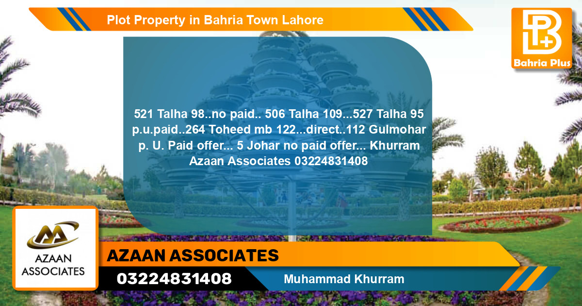 Residential Plot for Sale in Bahria Town, Lahore - (BP-80542)