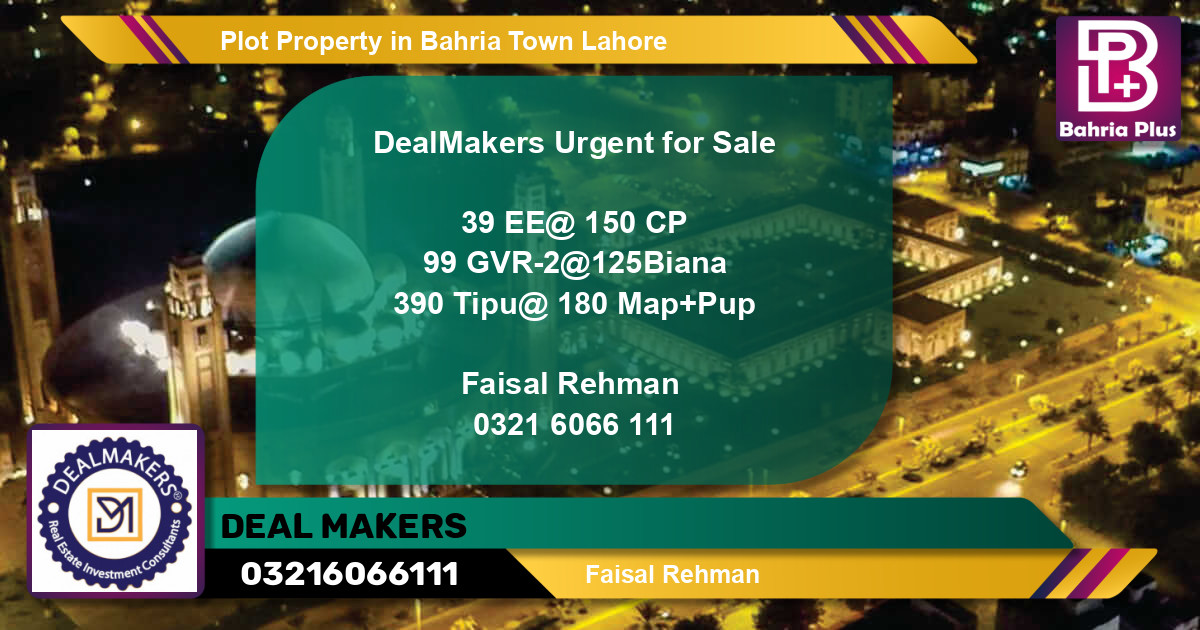 Residential Plot for Sale in Bahria Town, Lahore - (BP-80548)