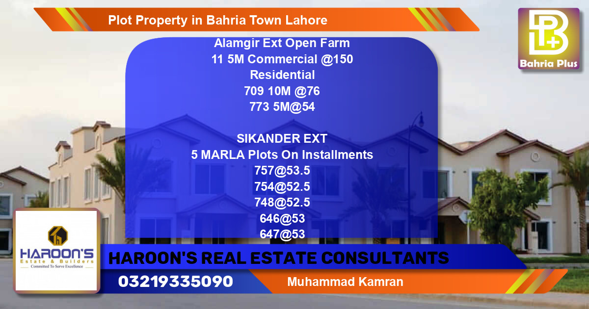 Commercial Plot for Sale in Bahria Town, Lahore - (BP-80551)